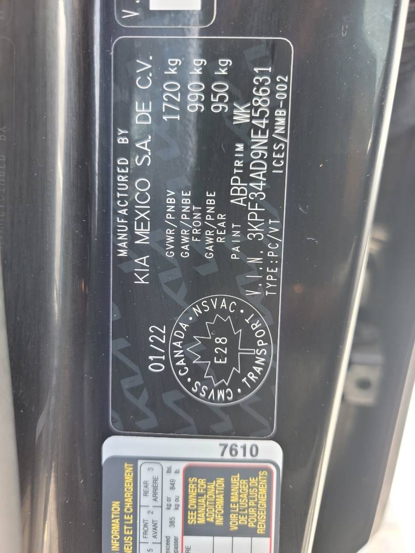 2022 KIA FORTE — 28540 KM — Lot E458631 — Main - Marhaba Auctions Used Cars - Image 9