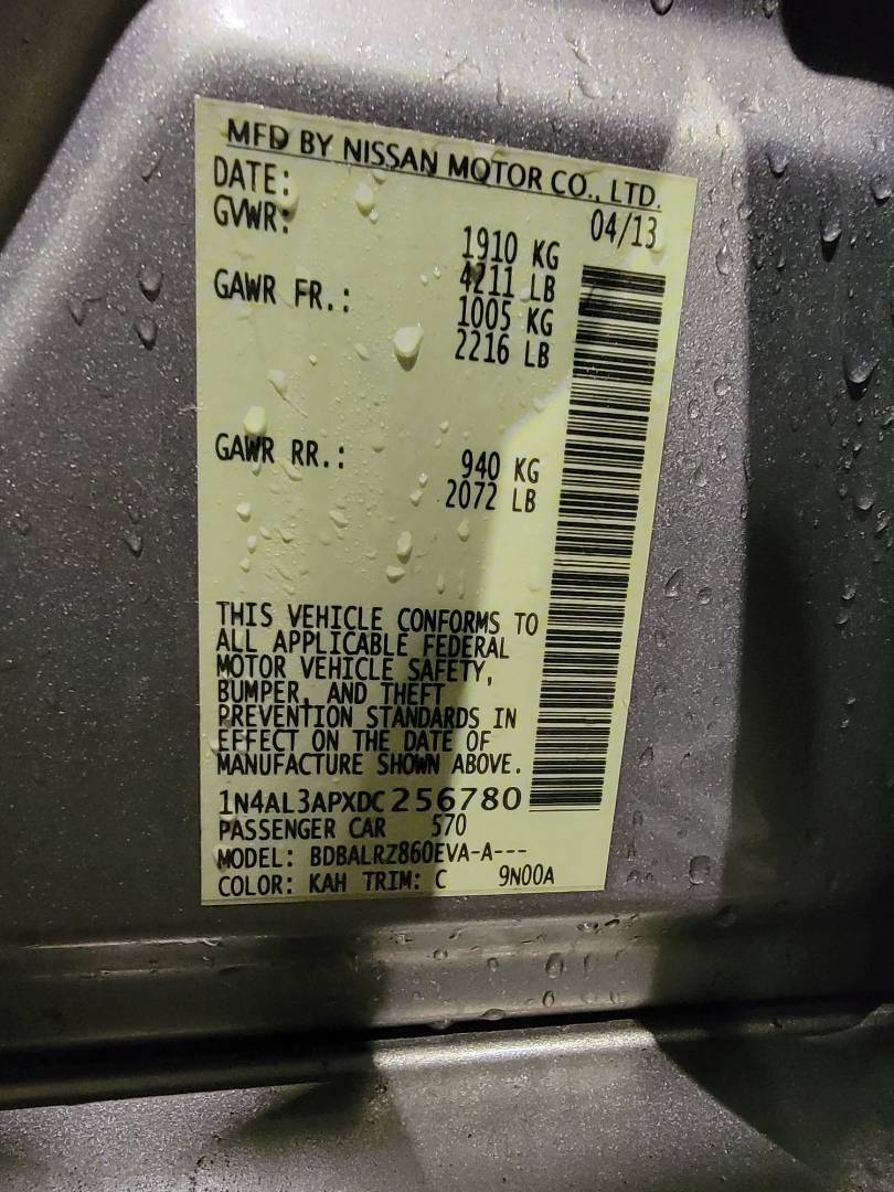 2013 NISSAN ALTIMA — 264001 Miles — Lot C256780 - Marhaba Auctions Used Cars - Image 3