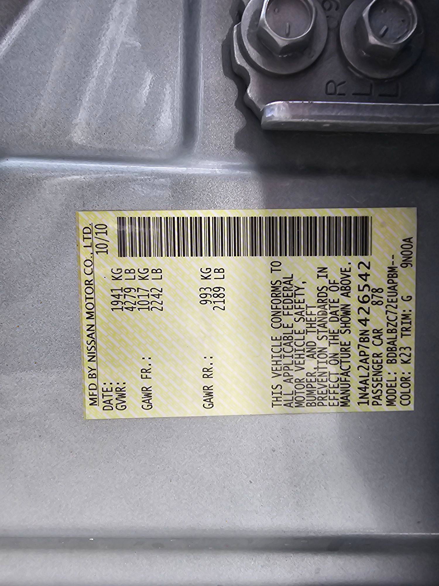 2011 NISSAN ALTIMA — 183439 Miles — Lot P7BN426542 — Souq - Marhaba Auctions Used Cars - Image 10