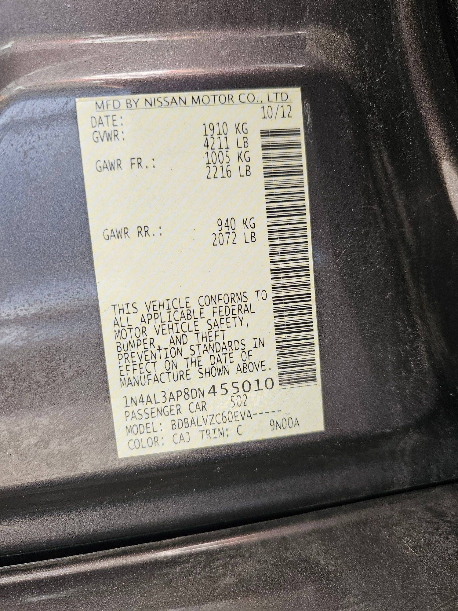 2013 NISSAN ALTIMA — 106985 Miles — Lot 43198669 — Souq - Marhaba Auctions Used Cars - Image 11