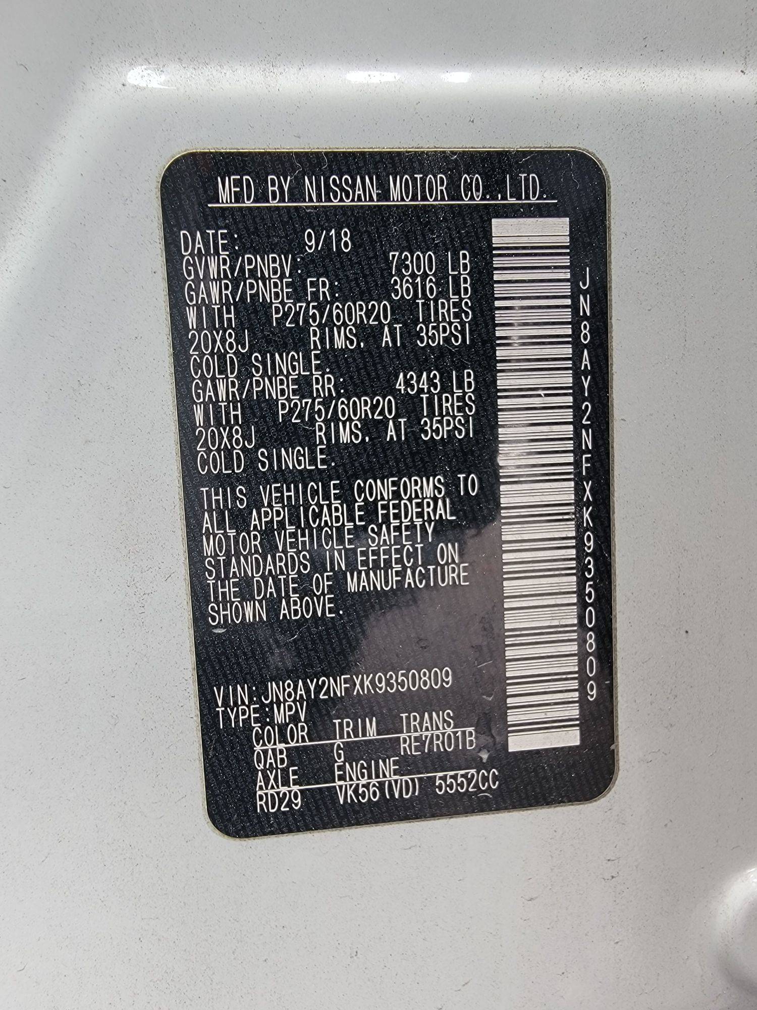 NISSAN ARMADA 2019 - Marhaba Auction Used Cars - Image 10