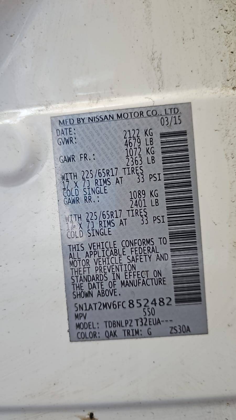 NISSAN ROGUE 2015 - Marhaba Auction Used Cars - Image 6