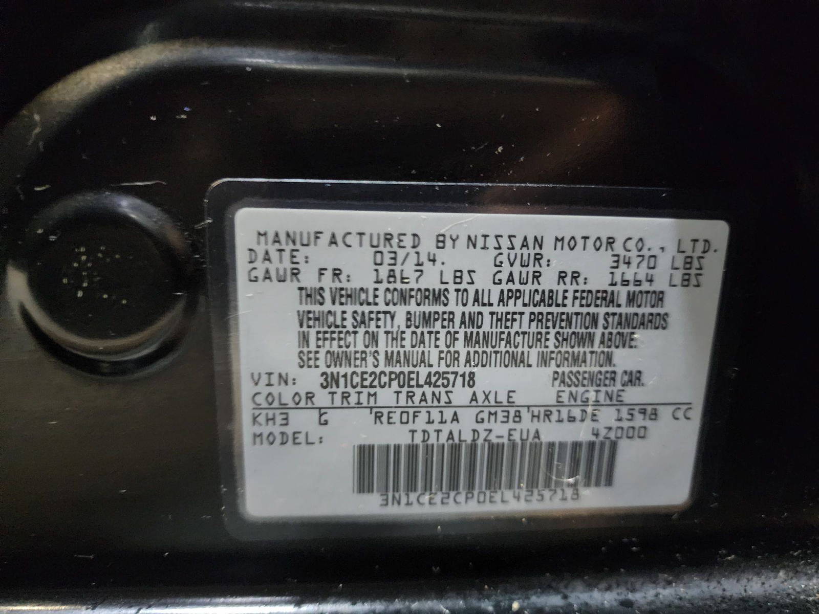 2014 NISSAN VERSA NOTE — 212864 Miles — Lot 1235467485 — Al Quoz - Marhaba Auctions Used Cars - Image 9