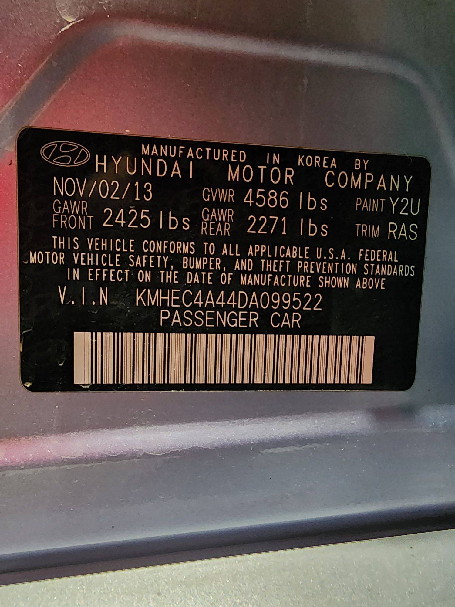 2013 HYUNDAI SONATA — 137510 Miles — Lot 099522 — Al Quoz - Marhaba Auctions Used Cars - Image 10
