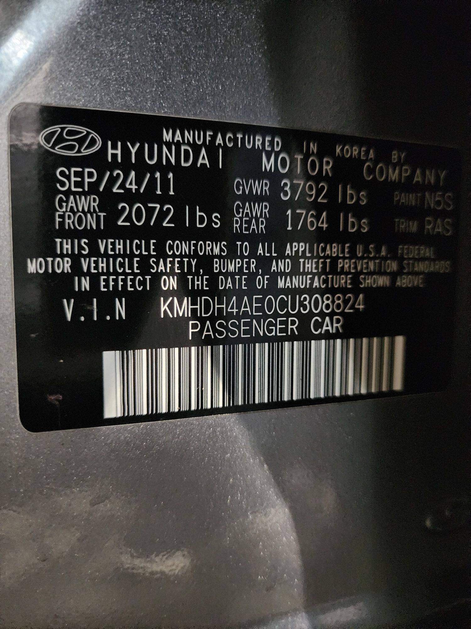 2012 HYUNDAI ELANTRA — 191171 Miles — Lot 69755833 - Marhaba Auctions Used Cars - Image 3