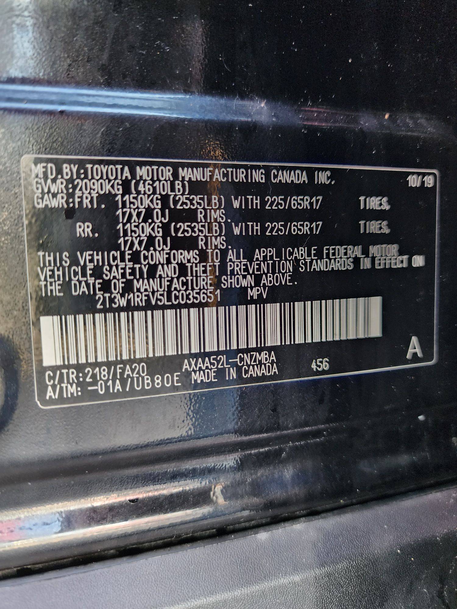 2020 TOYOTA RAV4 — 91643 Miles — Lot LC035651 - Marhaba Auctions Used Cars - Image 3
