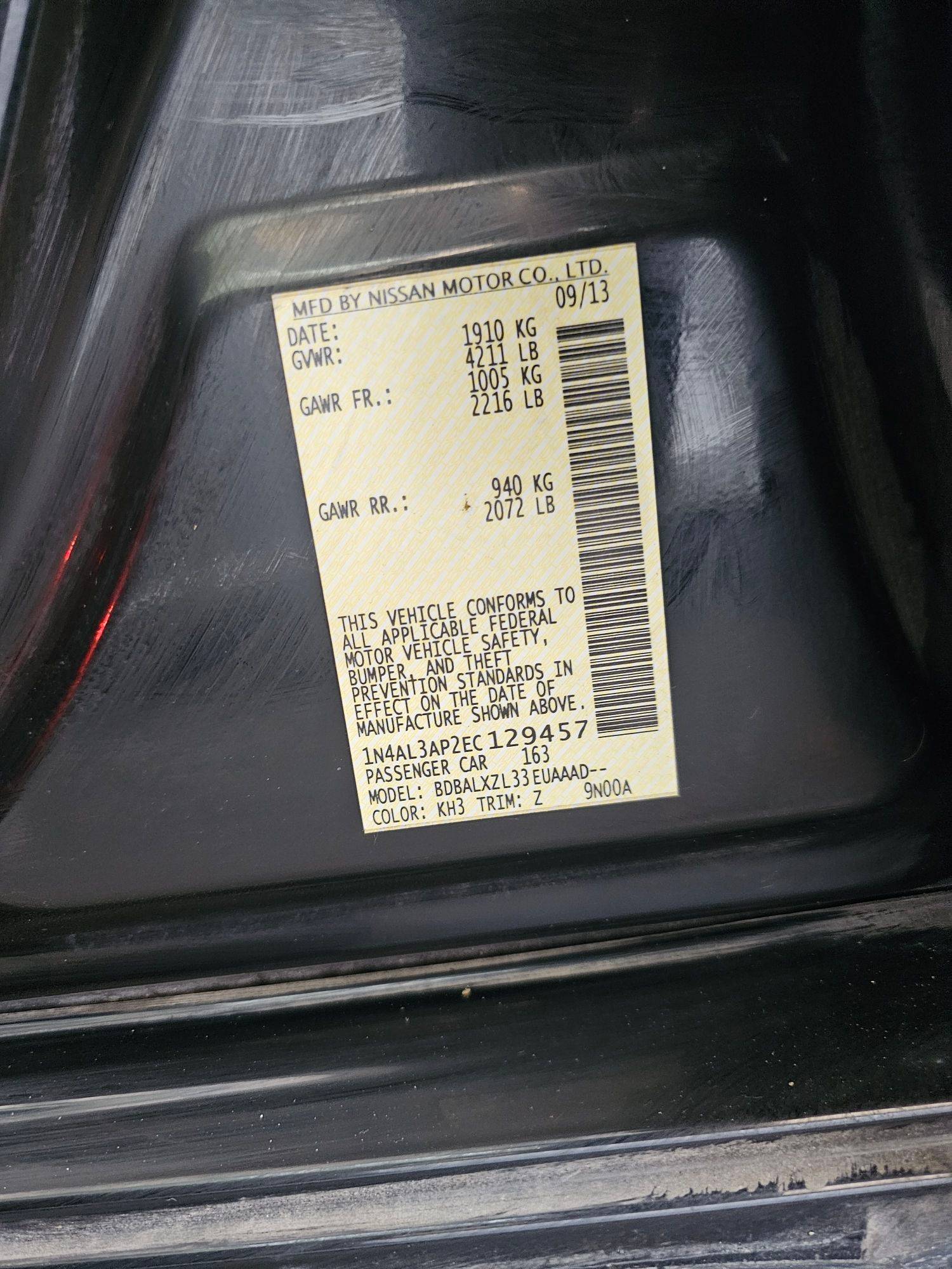 2014 NISSAN ALTIMA — 202601 Miles — Lot 2EC129457 — Souq - Marhaba Auctions Used Cars - Image 9