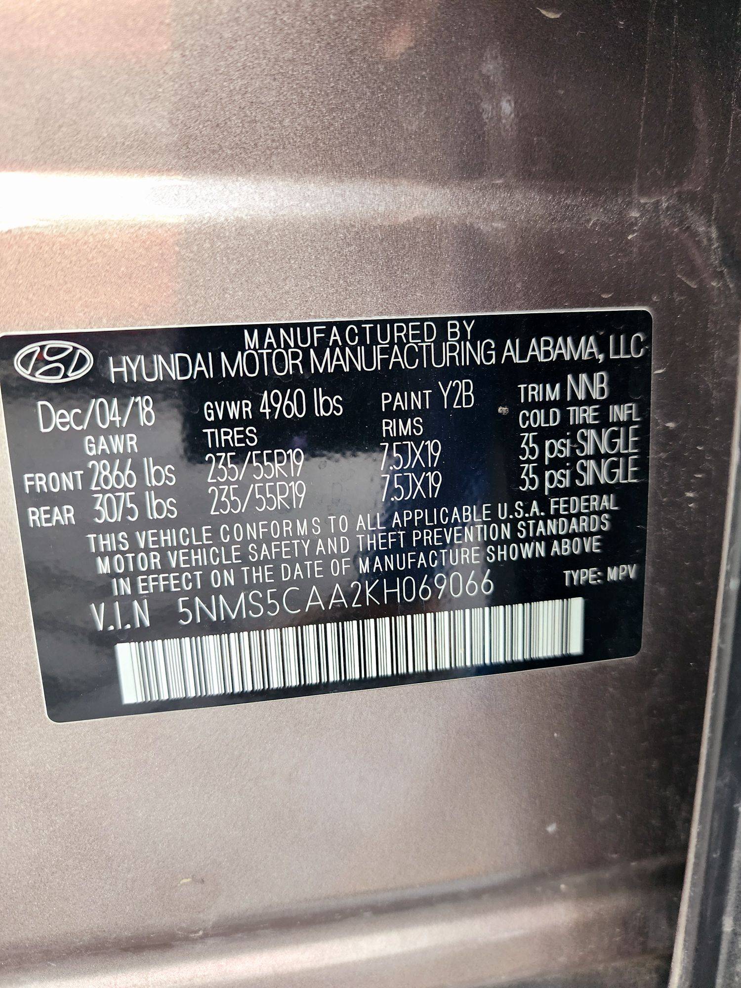 2019 HYUNDAI SANTA FE — 101214 Miles — Lot KH069066 — Main - Marhaba Auctions Used Cars - Image 10