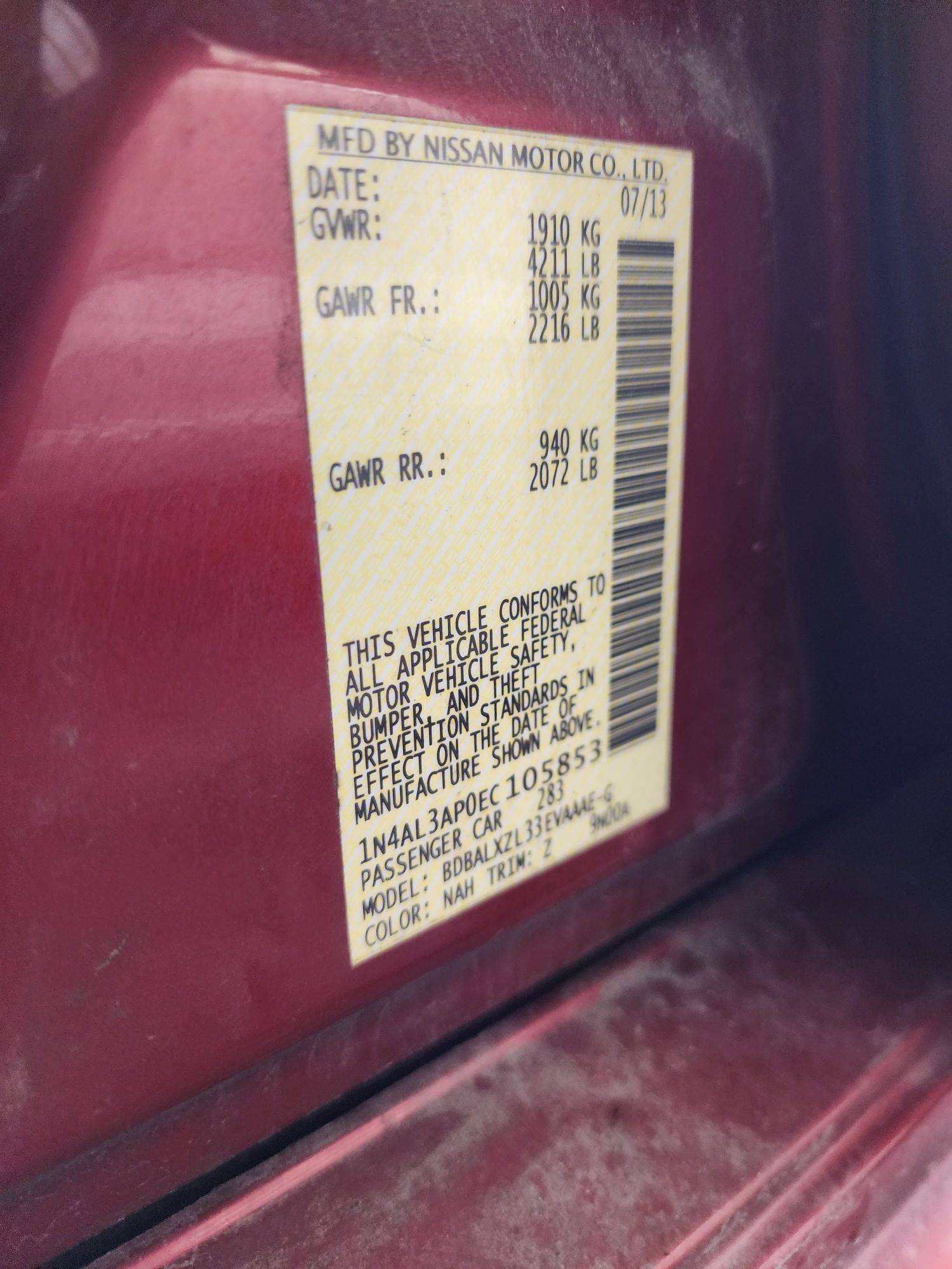 2014 NISSAN ALTIMA — 247701 Miles — Lot 46624564 — Souq - Marhaba Auctions Used Cars - Image 10
