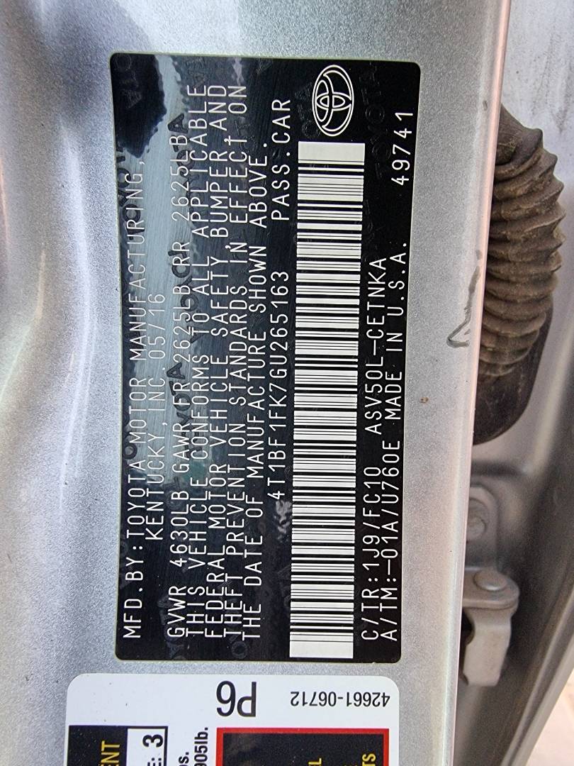 2016 TOYOTA CAMRY — 116986 Miles — Lot U265163 - Marhaba Auctions Used Cars - Image 6