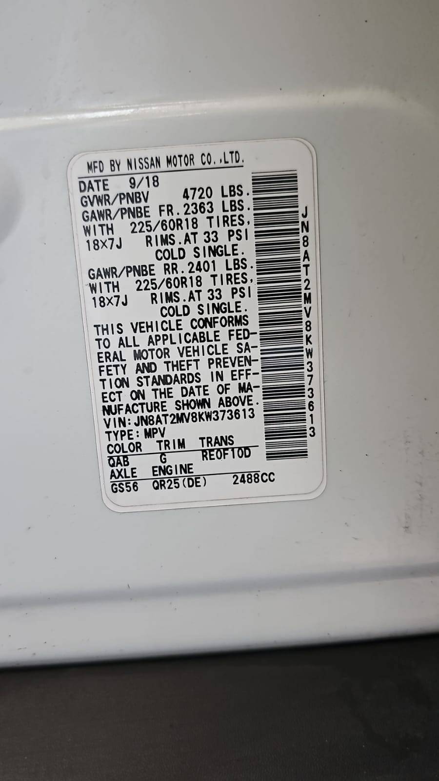 NISSAN ROGUE 2019 - Marhaba Auction Used Cars - Image 5