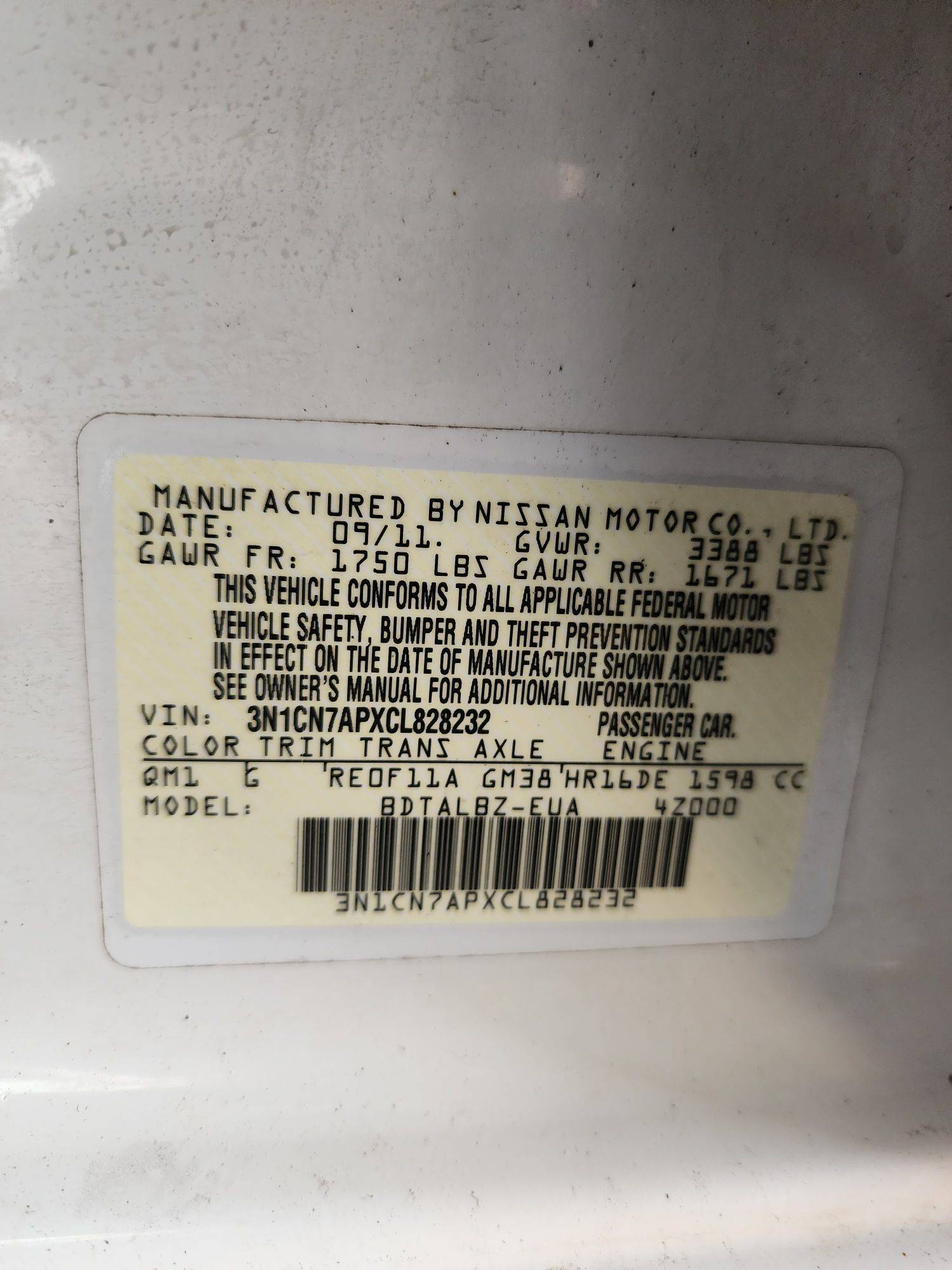 2012 NISSAN VERSA — 148500 Miles — Lot 39704524 — Ind. 12 - Marhaba Auctions Used Cars - Image 9