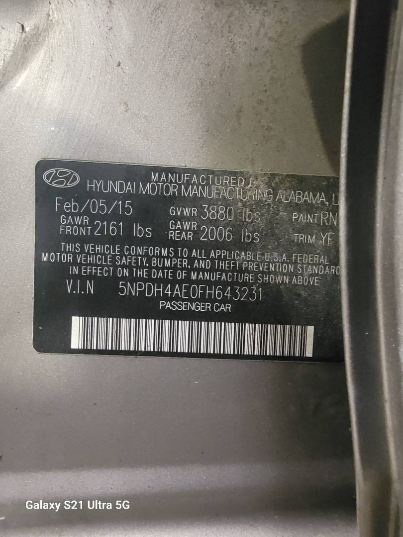 2015 HYUNDAI ELANTRA — 169345 Miles — Lot H643231 — Main - Marhaba Auctions Used Cars - Image 9