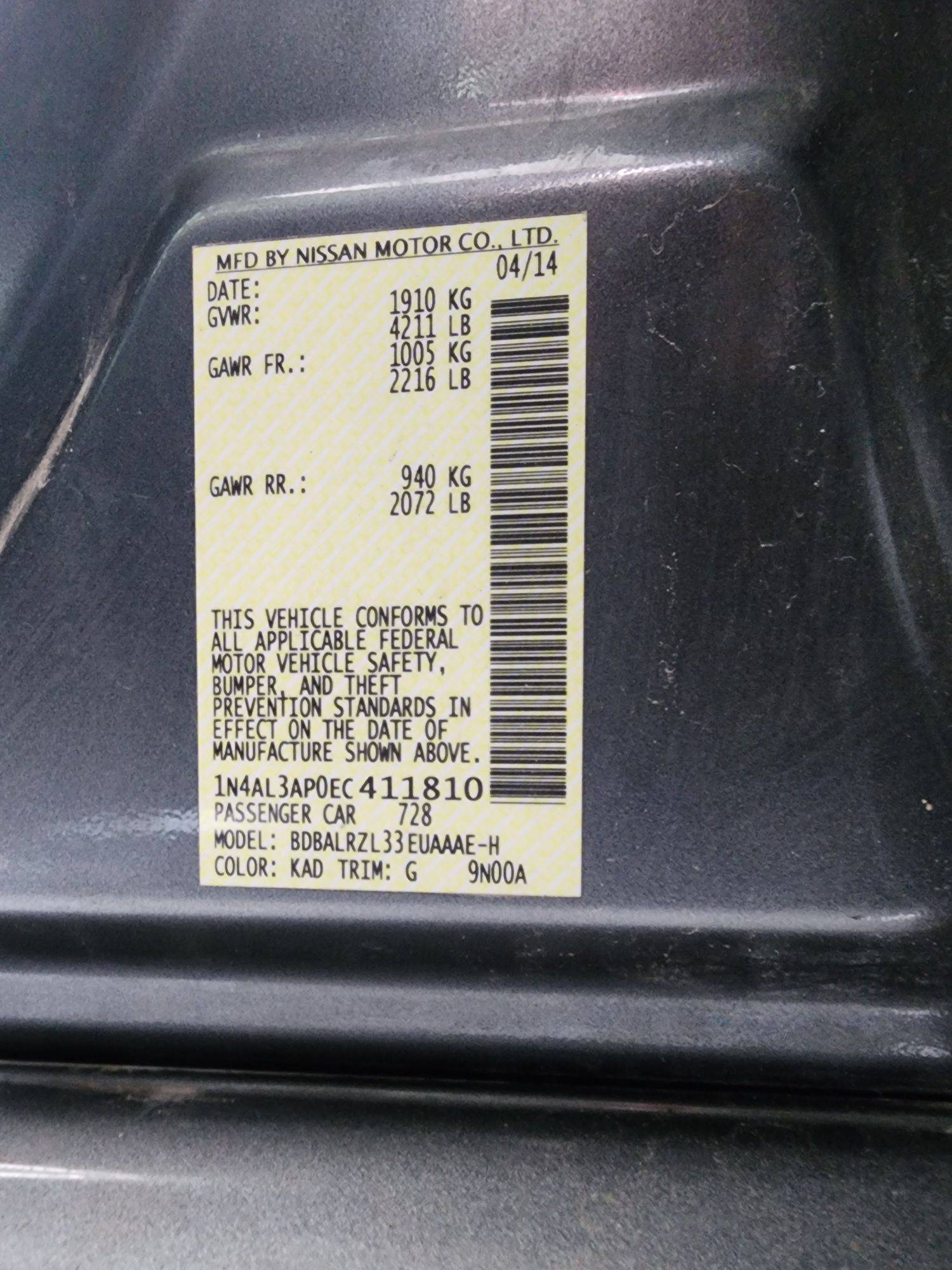 2014 NISSAN ALTIMA — 131979 Miles — Lot 31982719 — Souq - Marhaba Auctions Used Cars - Image 10