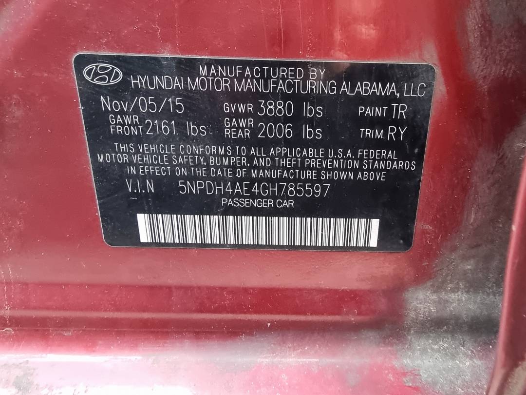 2016 HYUNDAI ELANTRA — 176788 Miles — Lot 785597 — Main - Marhaba Auctions Used Cars - Image 9