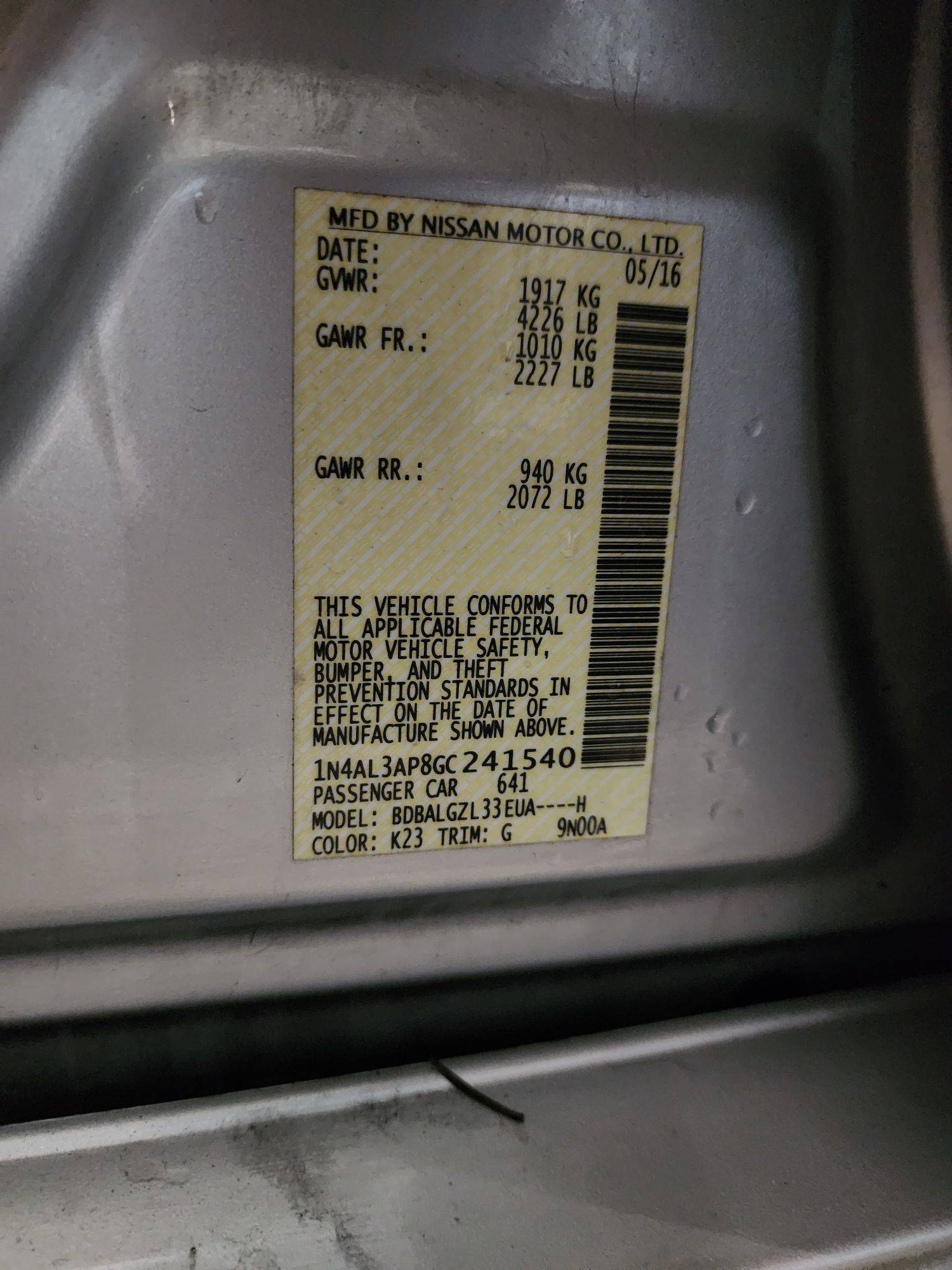 2016 NISSAN ALTIMA — 125970 Miles — Lot 64466093 - Marhaba Auctions Used Cars - Image 8