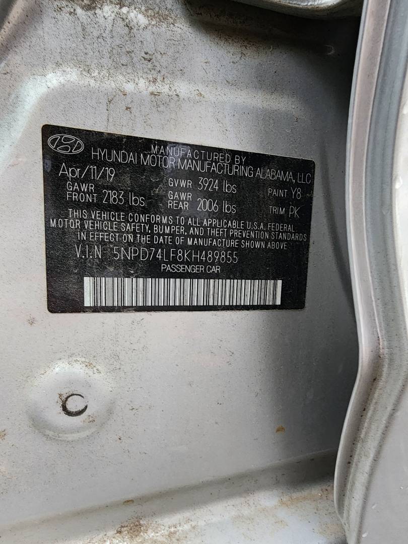 2019 HYUNDAI ELANTRA — 114045 Miles — Lot 76307503 - Marhaba Auctions Used Cars - Image 3