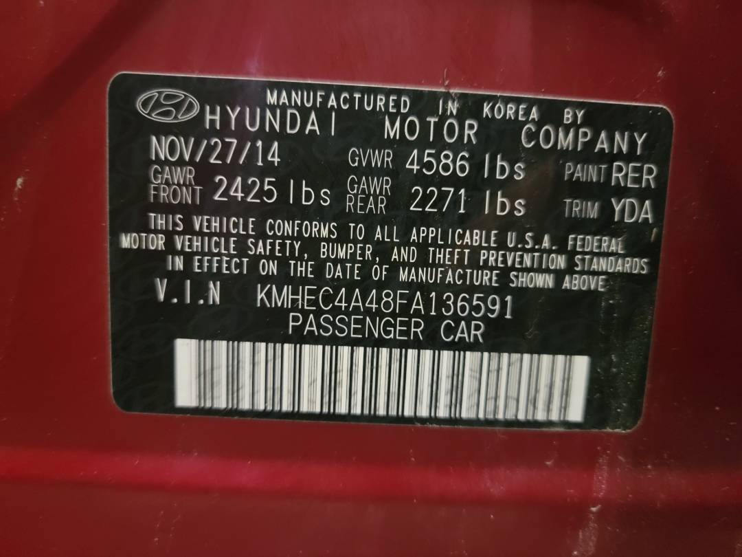 2015 HYUNDAI SONATA — 161883 Miles — Lot 38754777 — Ind. 12 - Marhaba Auctions Used Cars - Image 10