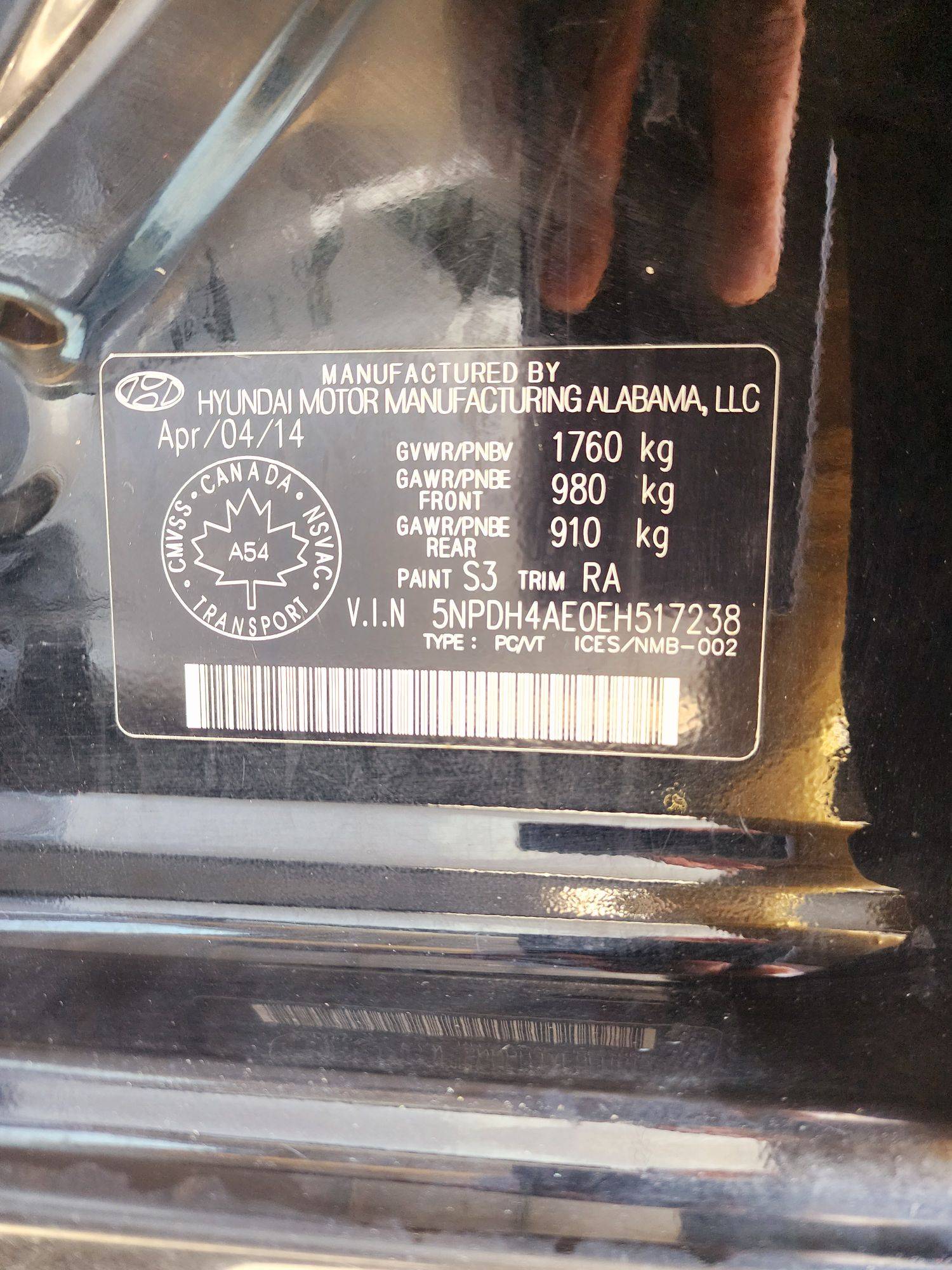 2014 HYUNDAI ELANTRA — 199253 KM — Lot E0EH517238 — Souq - Marhaba Auctions Used Cars - Image 10