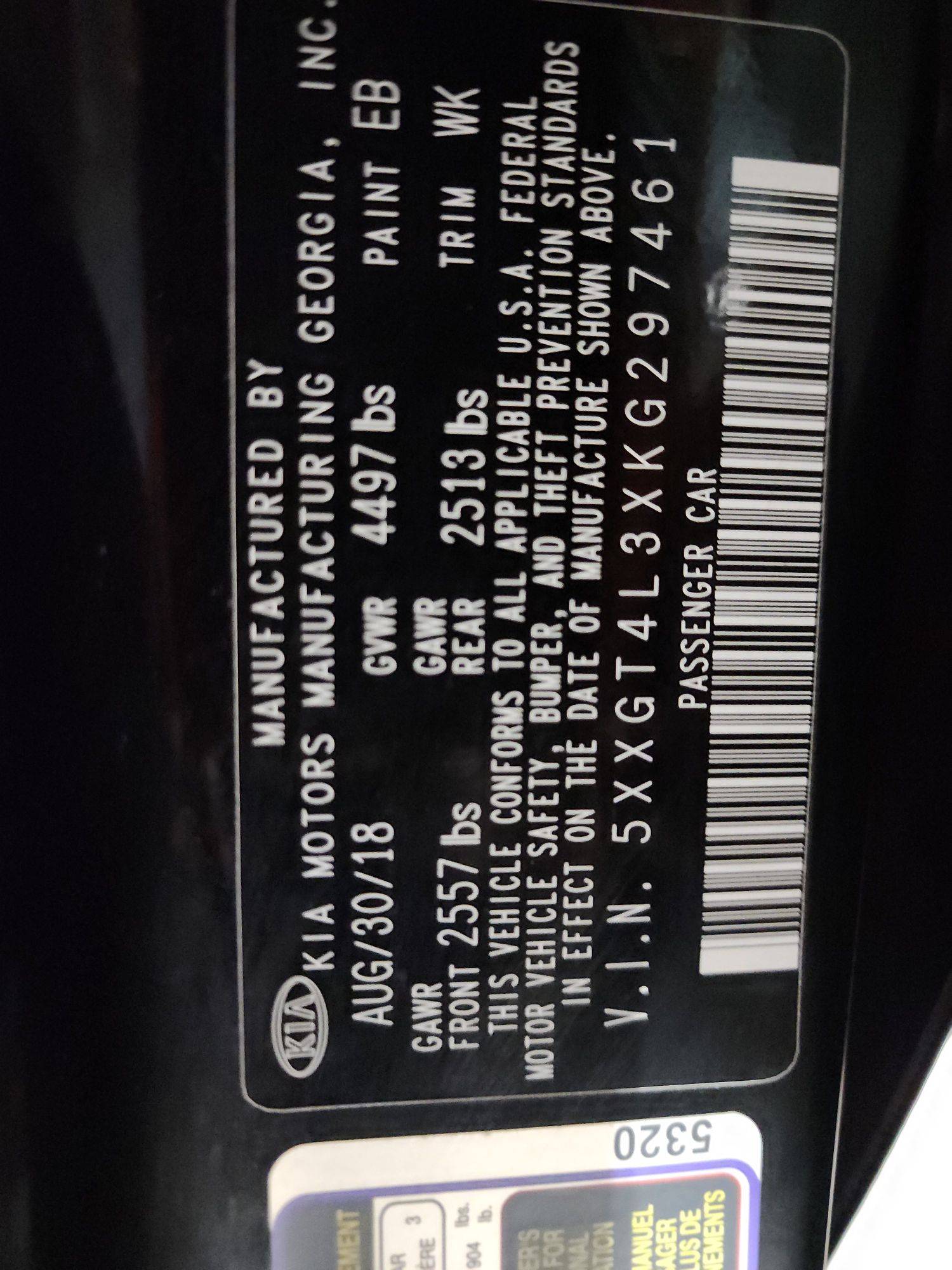 2019 KIA OPTIMA — 103660 Miles — Lot 42322350 — Souq - Marhaba Auctions Used Cars - Image 11