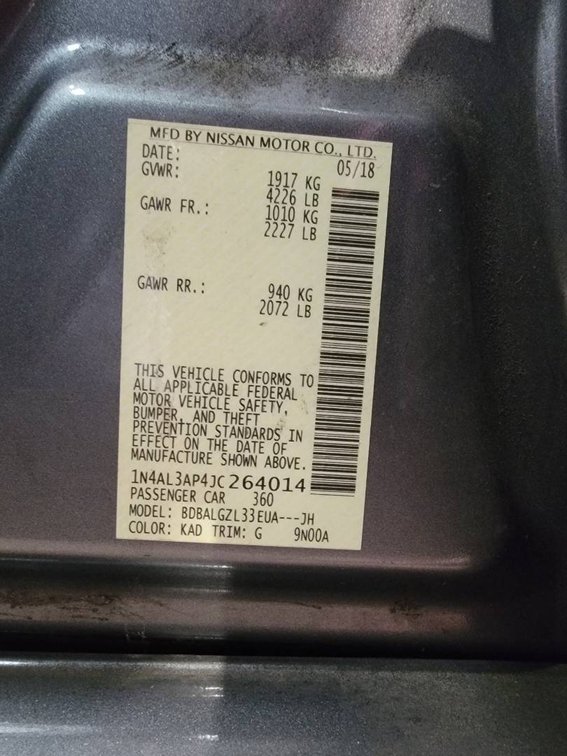 2018 NISSAN ALTIMA — 155532 Miles — Lot 325480 — Main - Marhaba Auctions Used Cars - Image 9