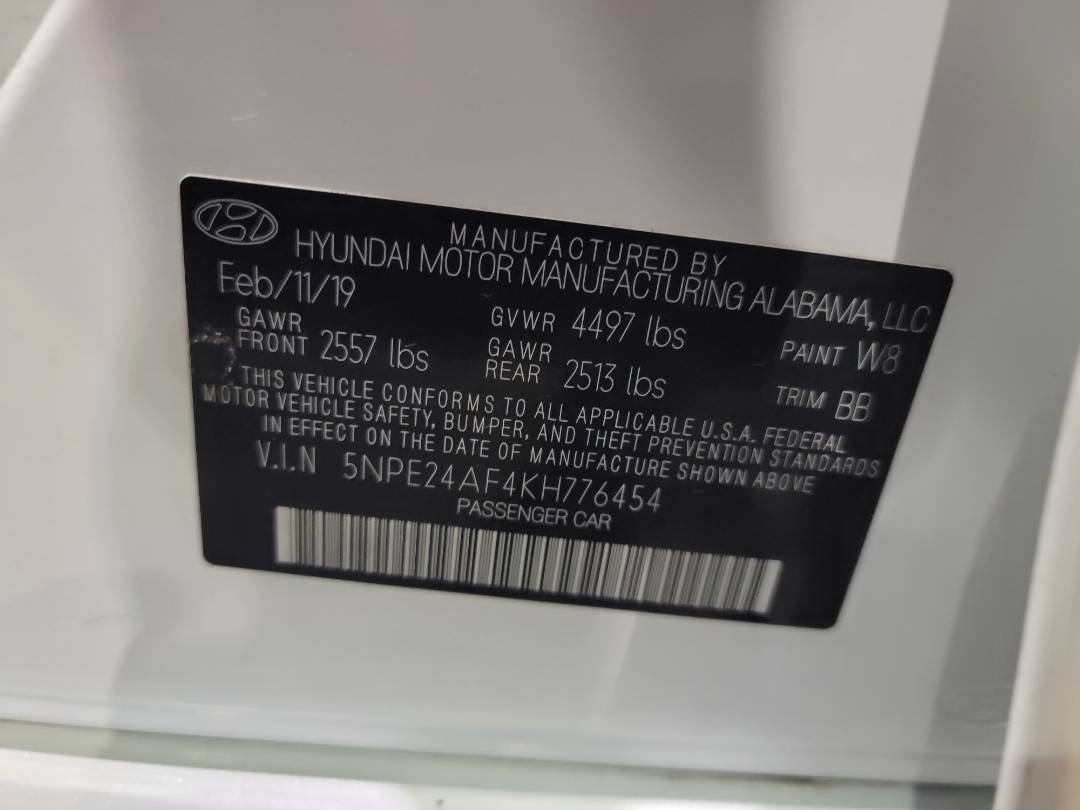 2019 HYUNDAI SONATA — 71504 Miles — Lot H776454 - Marhaba Auctions Used Cars - Image 8