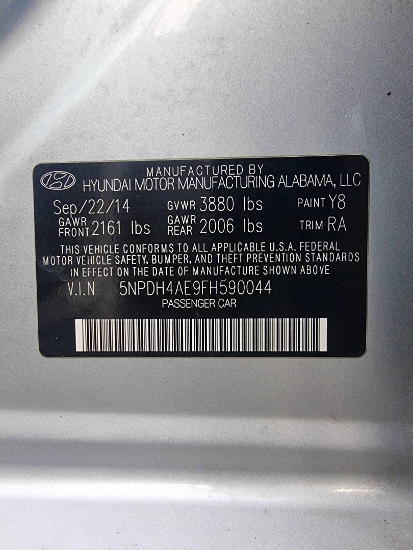 2015 HYUNDAI ELANTRA — 205363 Miles — Lot 215478 — Souq - Marhaba Auctions Used Cars - Image 9
