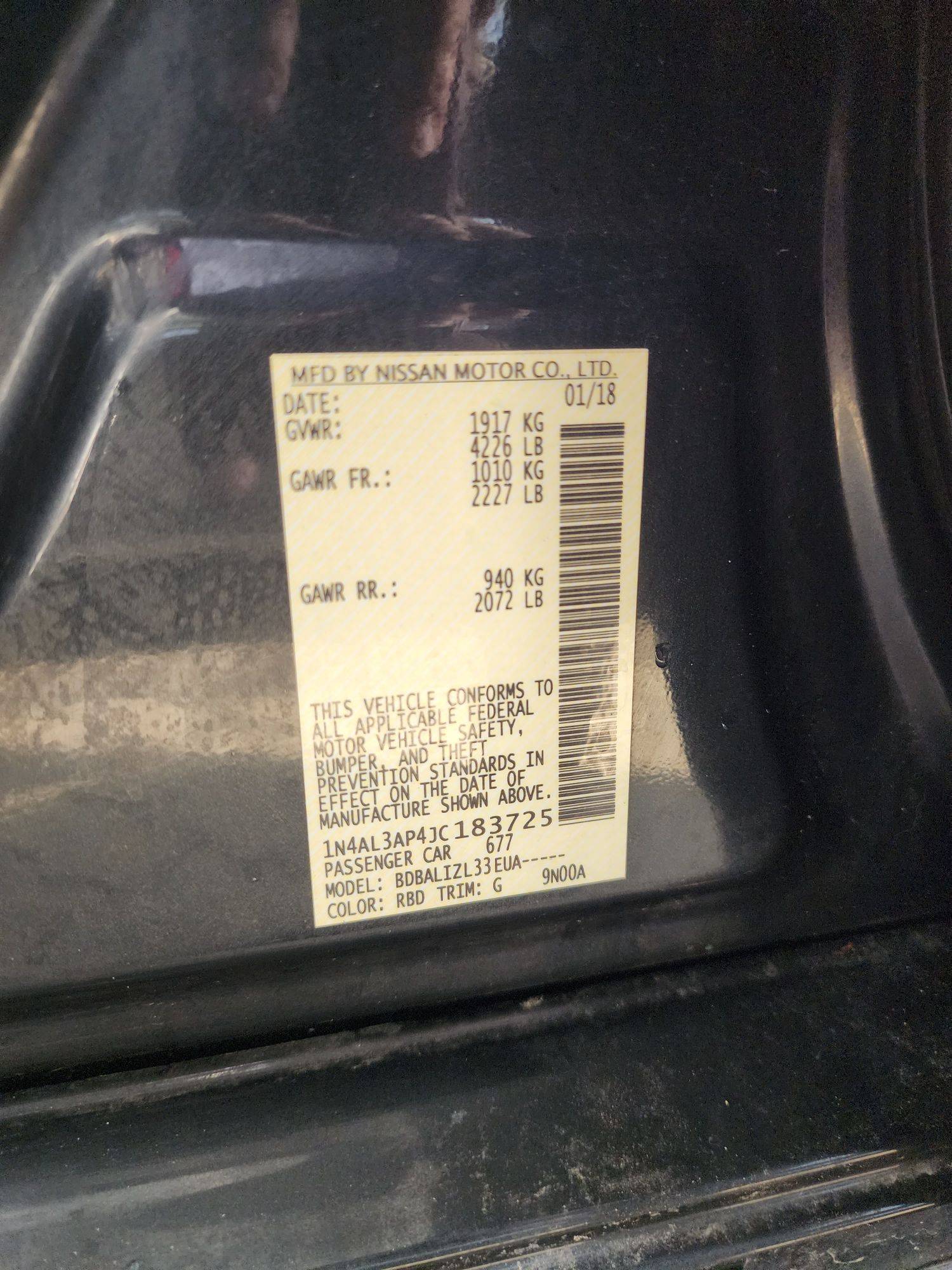 2018 NISSAN ALTIMA — 96804 Miles — Lot 42405464 — Souq - Marhaba Auctions Used Cars - Image 9