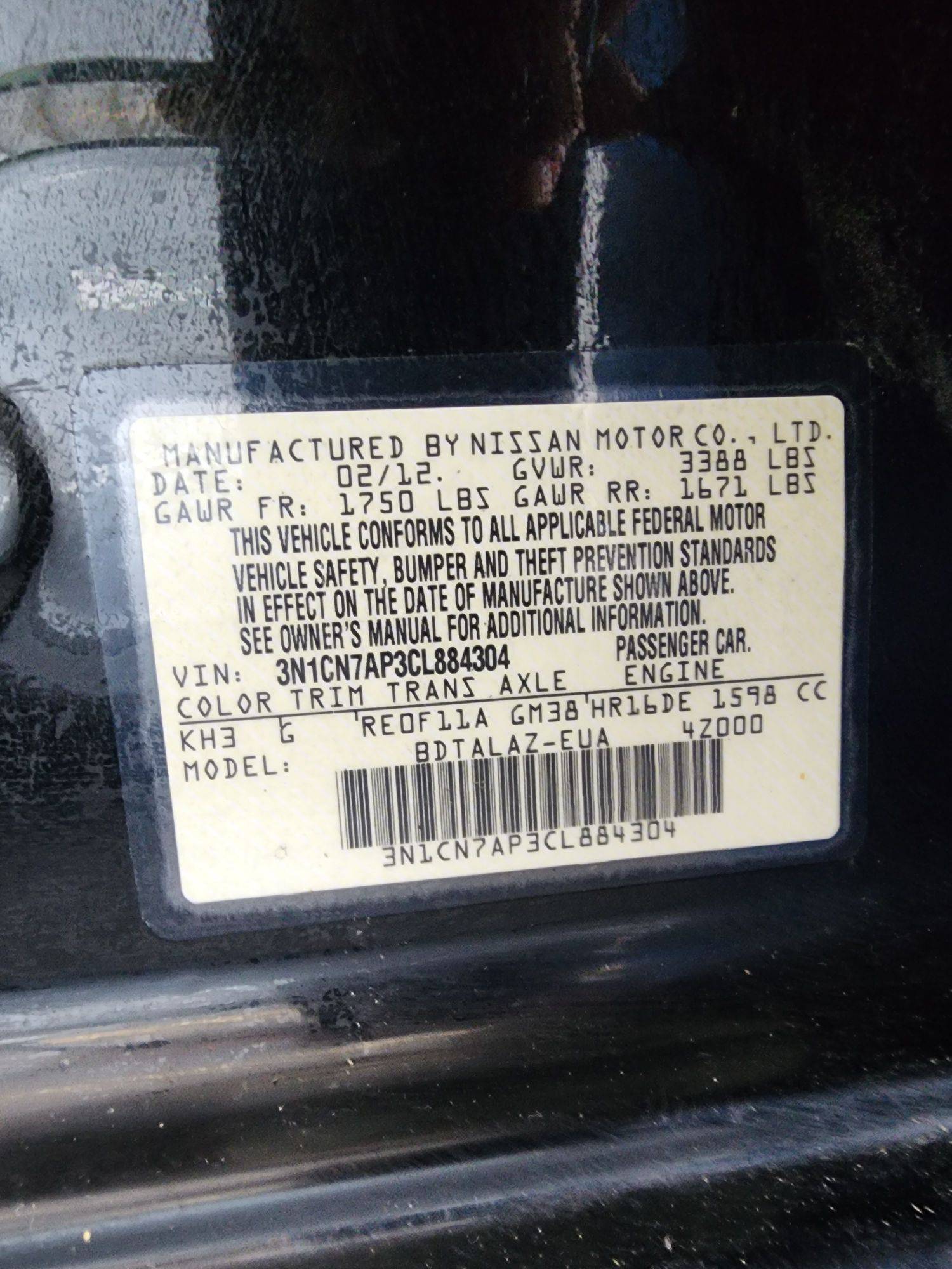 2012 NISSAN VERSA — 63914 Miles — Lot CL884304 — Souq - Marhaba Auctions Used Cars - Image 9