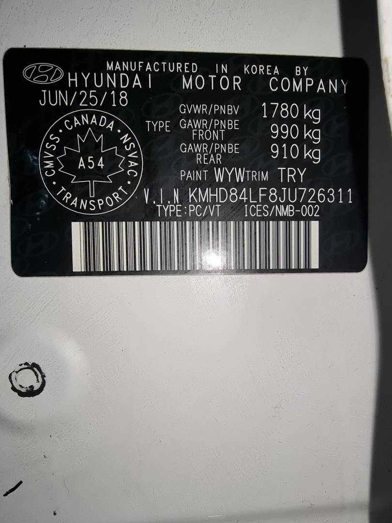 2018 HYUNDAI ELANTRA — 243040 KM — Lot 215478 — Ind. 12 - Marhaba Auctions Used Cars - Image 9