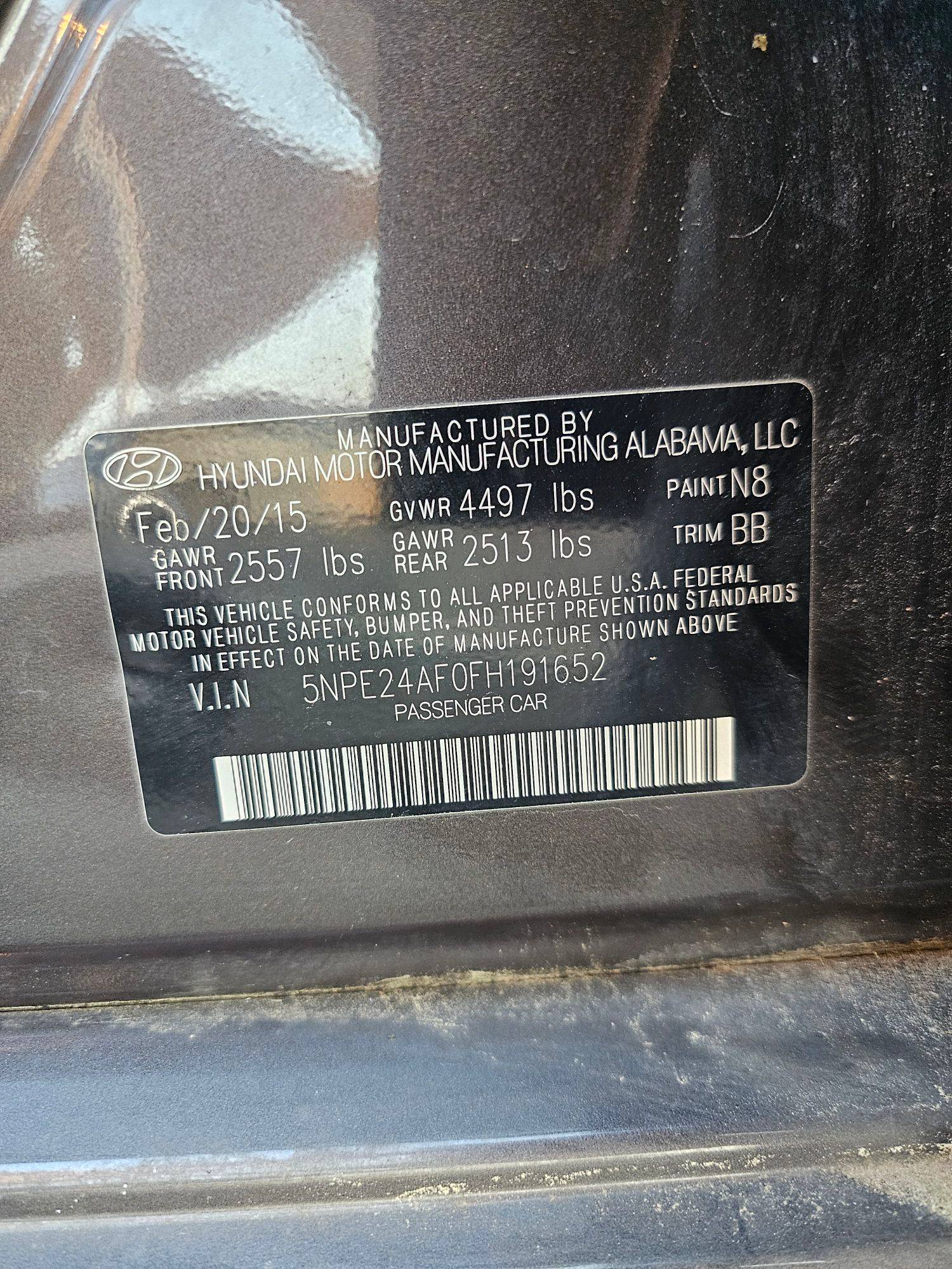 2015 HYUNDAI SONATA — 163382 Miles — Lot H191652 — Souq - Marhaba Auctions Used Cars - Image 10
