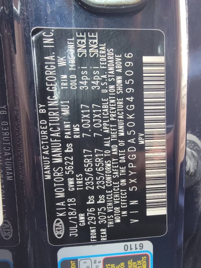 2019 KIA SORENTO — 114028 Miles — Lot G495096 — Main - Marhaba Auctions Used Cars - Image 9