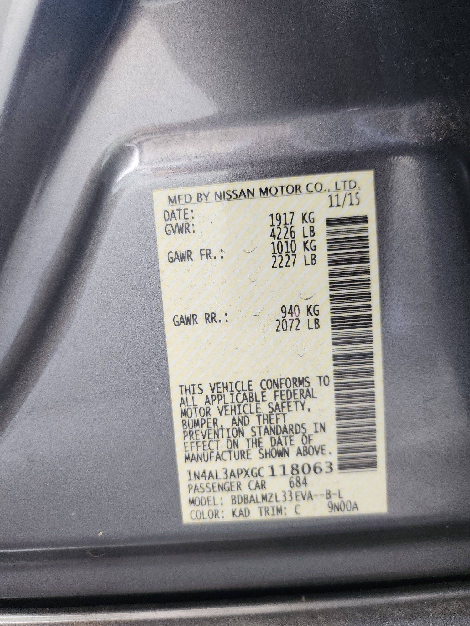 2016 NISSAN ALTIMA — 79464 Miles — Lot 40854247 — Souq - Marhaba Auctions Used Cars - Image 12