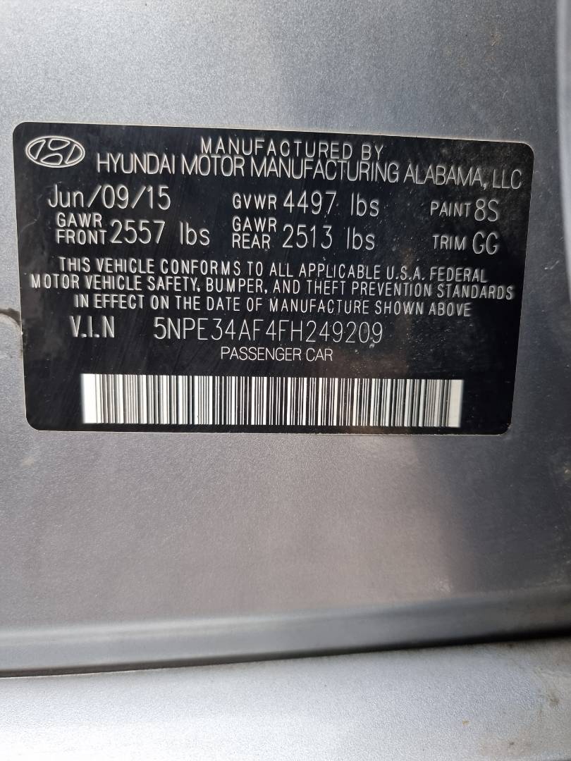 2015 HYUNDAI SONATA — 134755 Miles — Lot 49209 — Ind. 12 - Marhaba Auctions Used Cars - Image 9