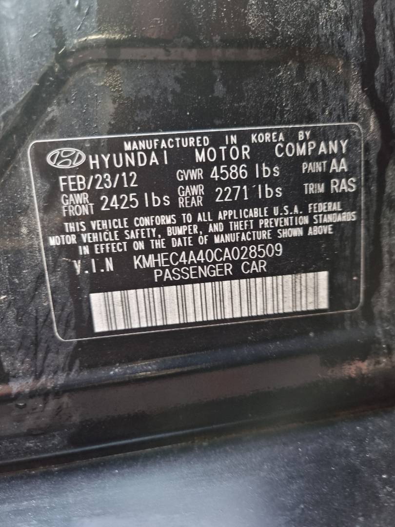 2012 HYUNDAI SONATA — 132901 Miles — Lot A028509 — Ind. 12 - Marhaba Auctions Used Cars - Image 9