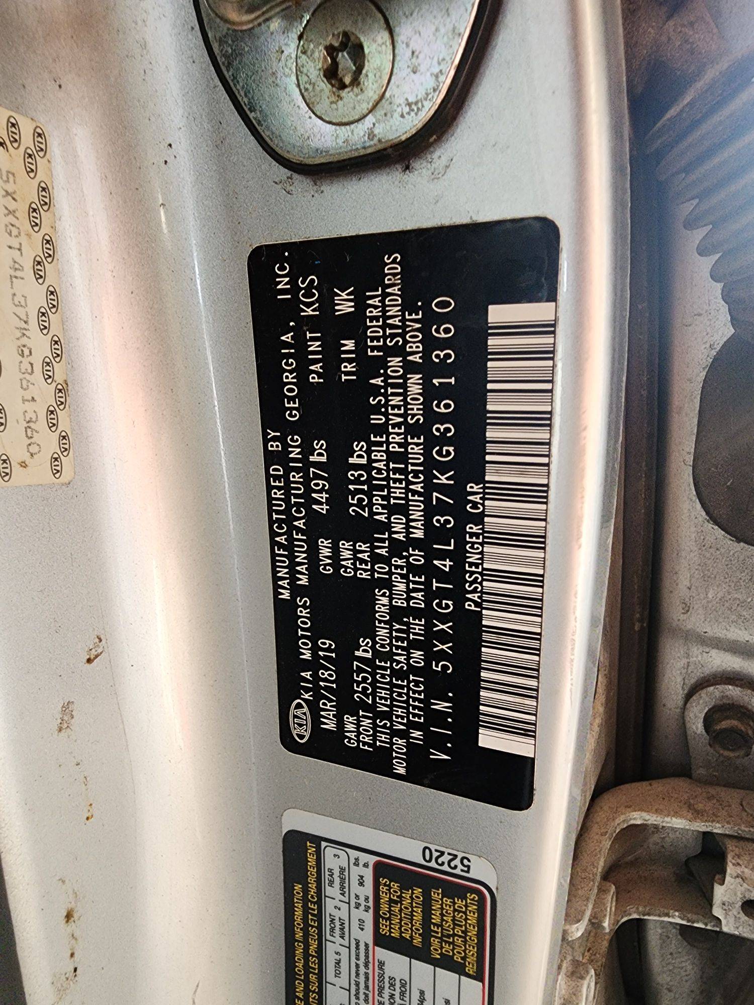 2019 KIA OPTIMA — 129028 Miles — Lot 40852584 — Souq - Marhaba Auctions Used Cars - Image 10