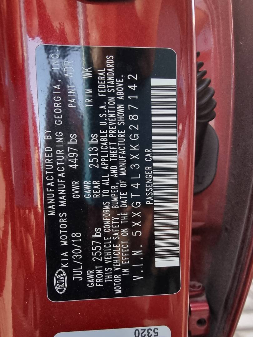 2019 KIA OPTIMA — 179700 Miles — Lot 125487 — Souq - Marhaba Auctions Used Cars - Image 10