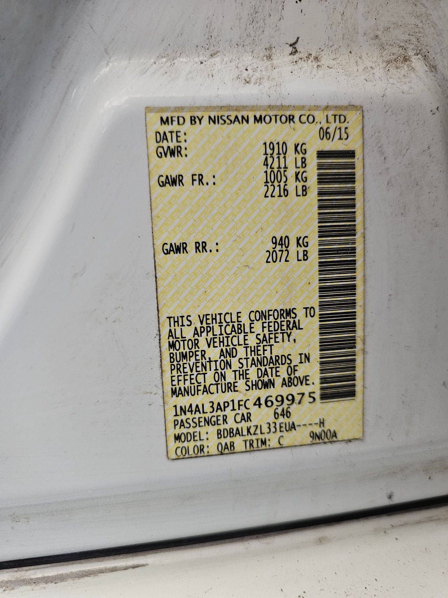 2015 NISSAN ALTIMA — 211878 Miles — Lot 45273115 — Souq - Marhaba Auctions Used Cars - Image 10