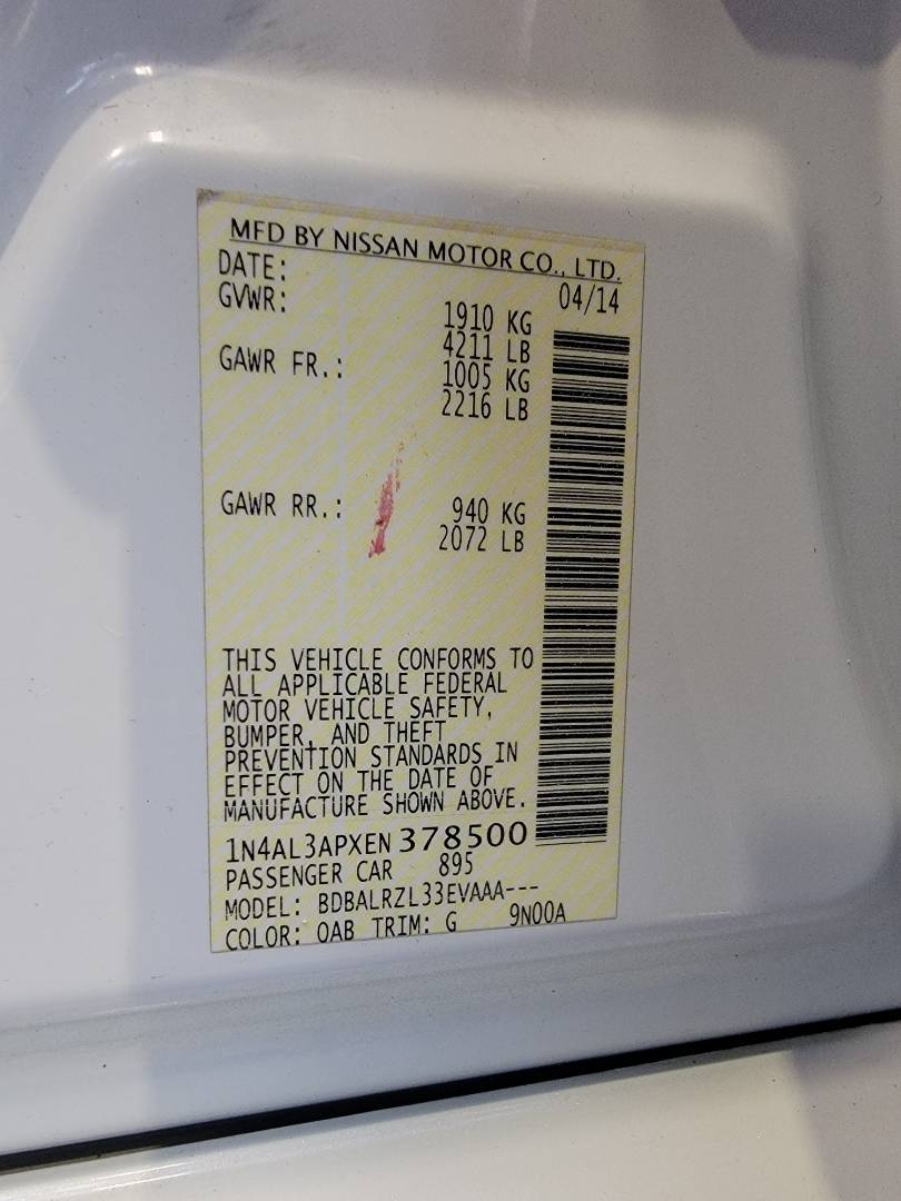 2014 NISSAN ALTIMA — 188276 Miles — Lot 378500 — Main - Marhaba Auctions Used Cars - Image 9
