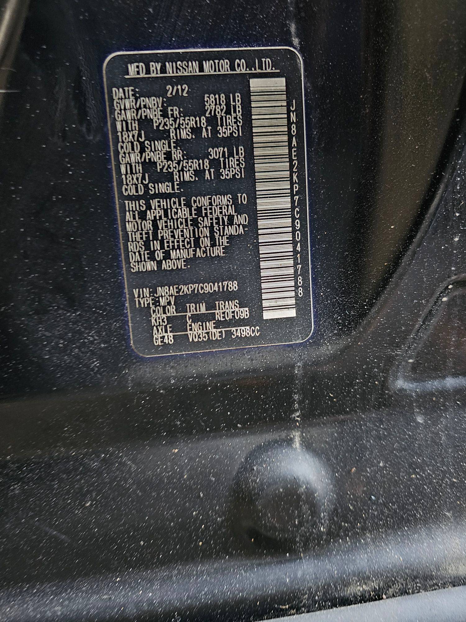 2012 NISSAN QUEST — 182825 Miles — Lot KP7C9041788 — Souq - Marhaba Auctions Used Cars - Image 11