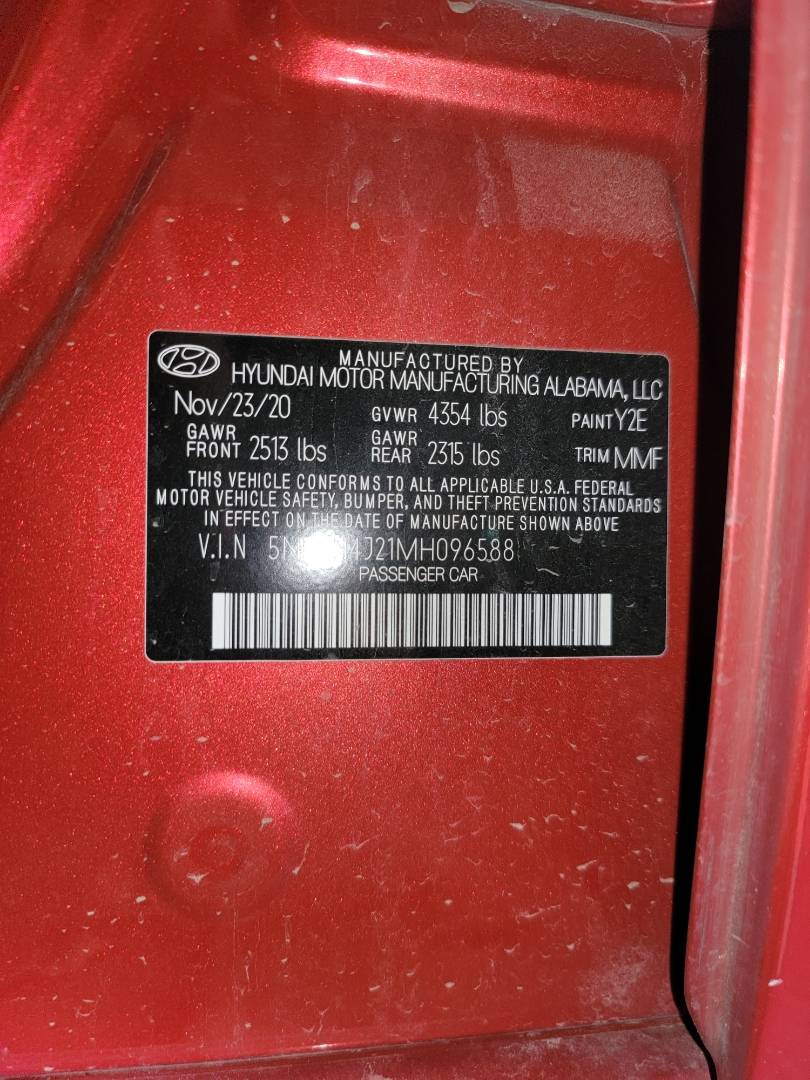 2021 HYUNDAI SONATA — 43991 Miles — Lot 82252083 - Marhaba Auctions Used Cars - Image 10