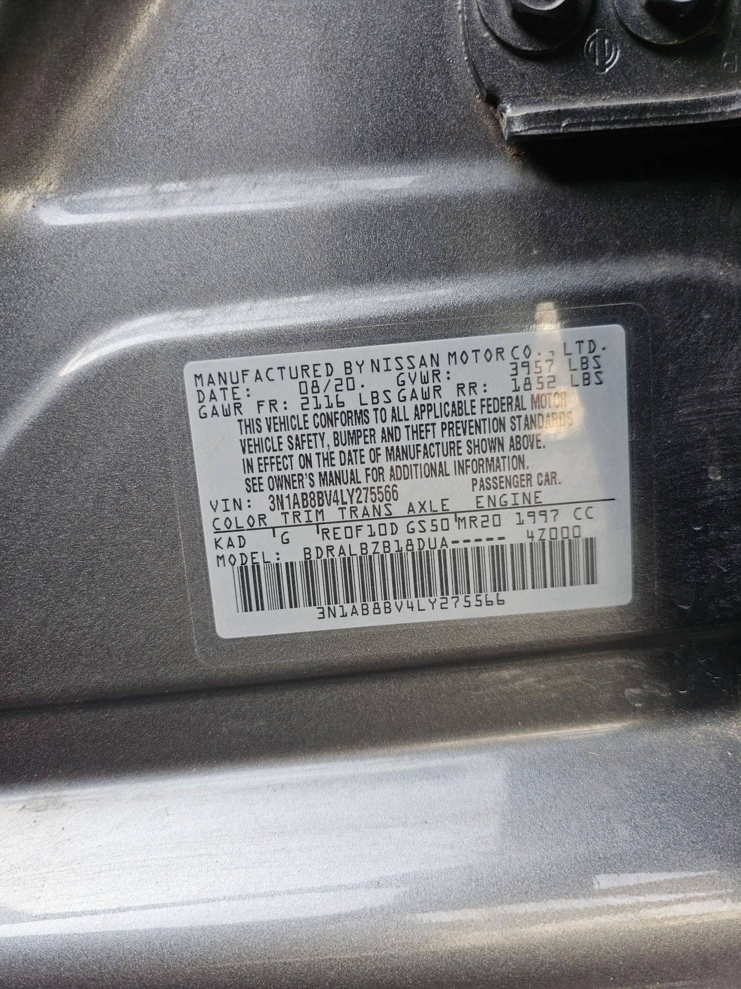 2020 NISSAN SENTRA — 29867 Miles — Lot 8BV4LY275566 — Souq - Marhaba Auctions Used Cars - Image 9