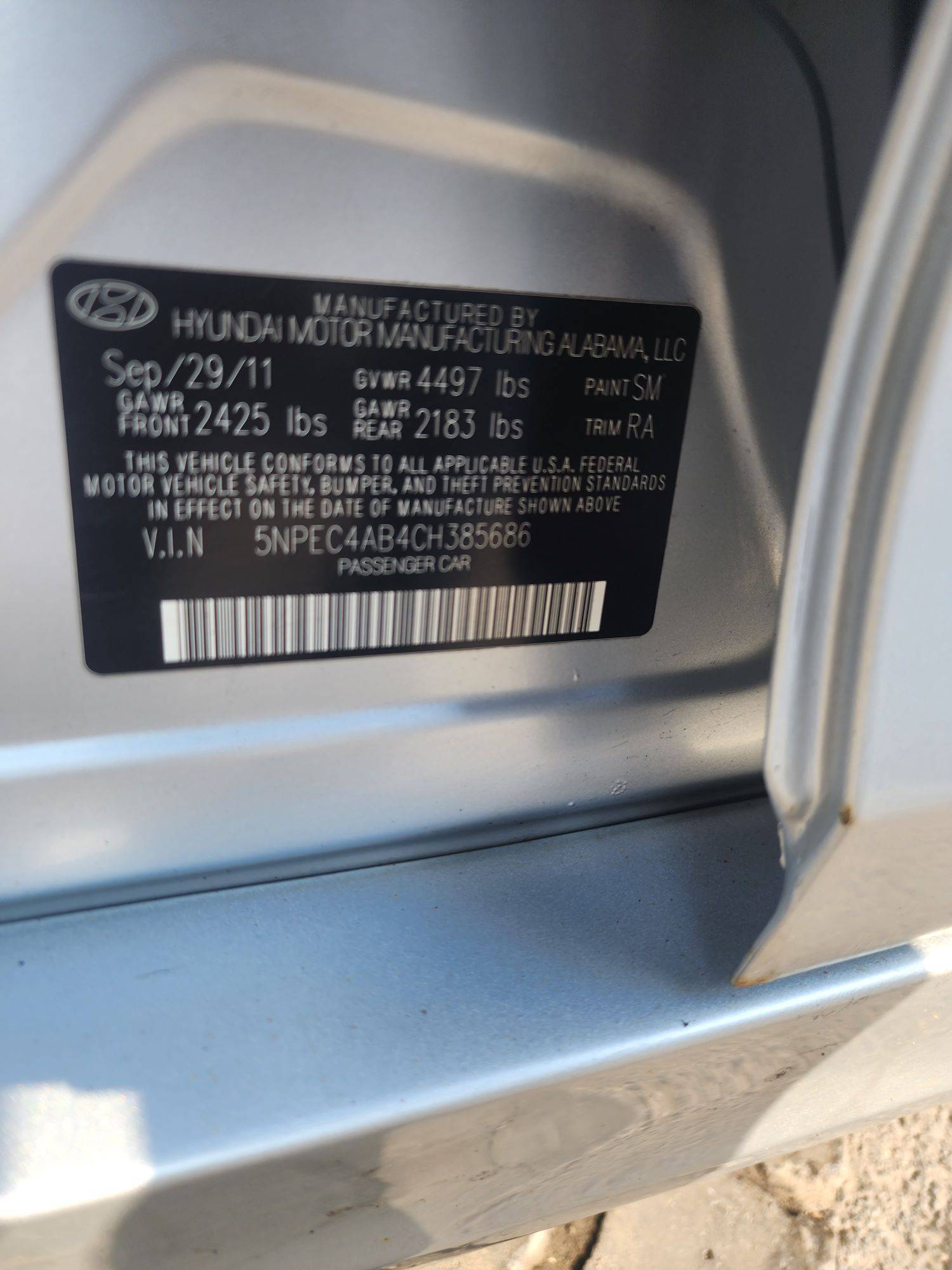 2012 HYUNDAI SONATA — 168119 Miles — Lot 74684133 - Marhaba Auctions Used Cars - Image 8