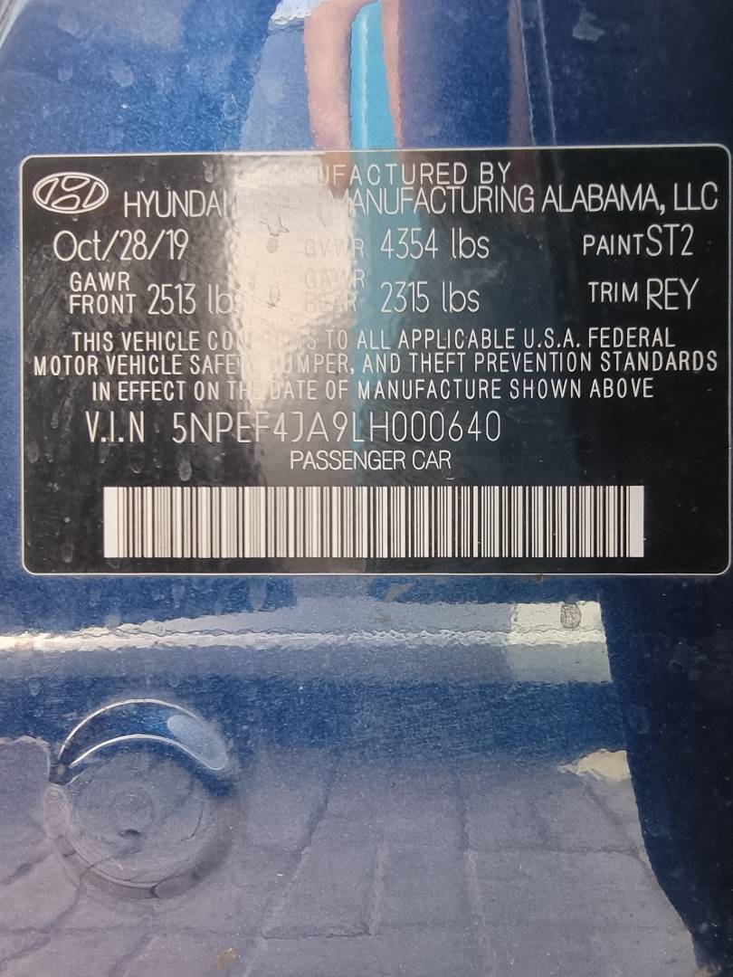 2020 HYUNDAI SONATA — 117517 Miles — Lot H000640 — Souq - Marhaba Auctions Used Cars - Image 9