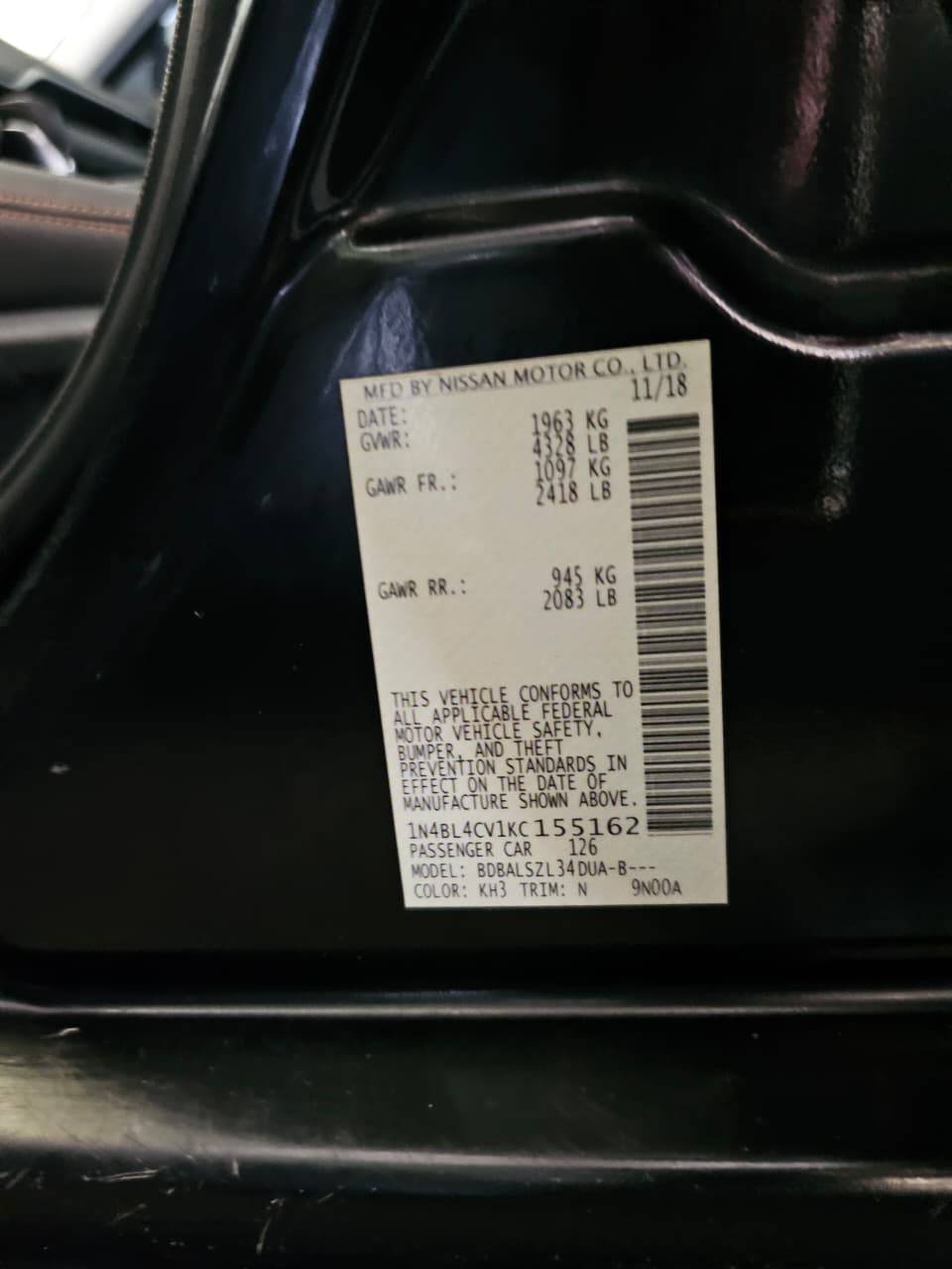 2019 NISSAN ALTIMA — 173758 Miles — Lot 155162 — Main - Marhaba Auctions Used Cars - Image 9