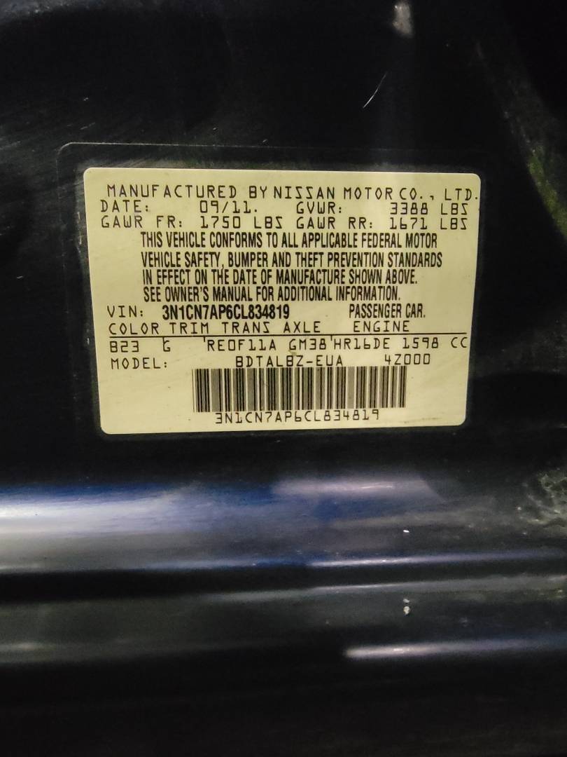 2012 NISSAN VERSA — 168923 Miles — Lot 76064724 — Main - Marhaba Auctions Used Cars - Image 9