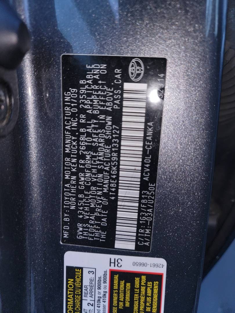 2009 TOYOTA CAMRY — 309395 Miles — Lot 73061373 - Marhaba Auctions Used Cars - Image 9