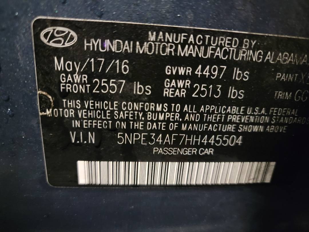 2017 HYUNDAI SONATA — 96950 Miles — Lot H445504 — Main - Marhaba Auctions Used Cars - Image 8