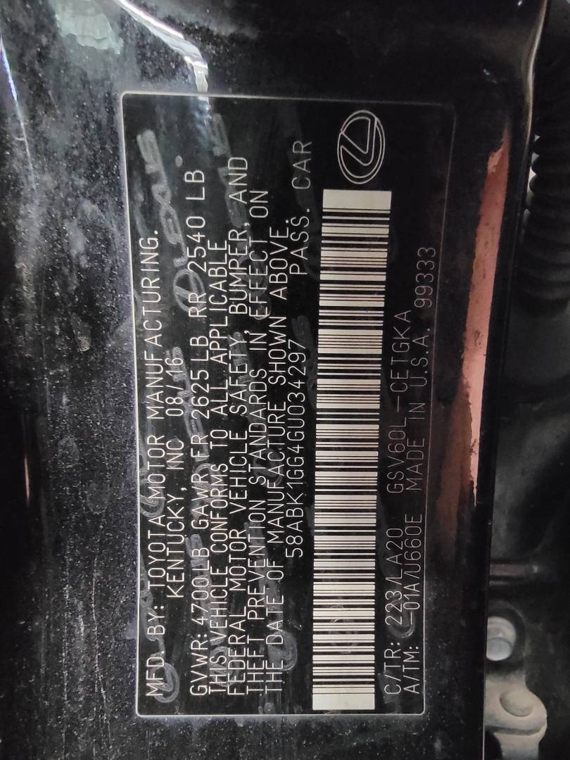 2016 LEXUS ES 350 — 135362 Miles — Lot U034297 — Main - Marhaba Auctions Used Cars - Image 9