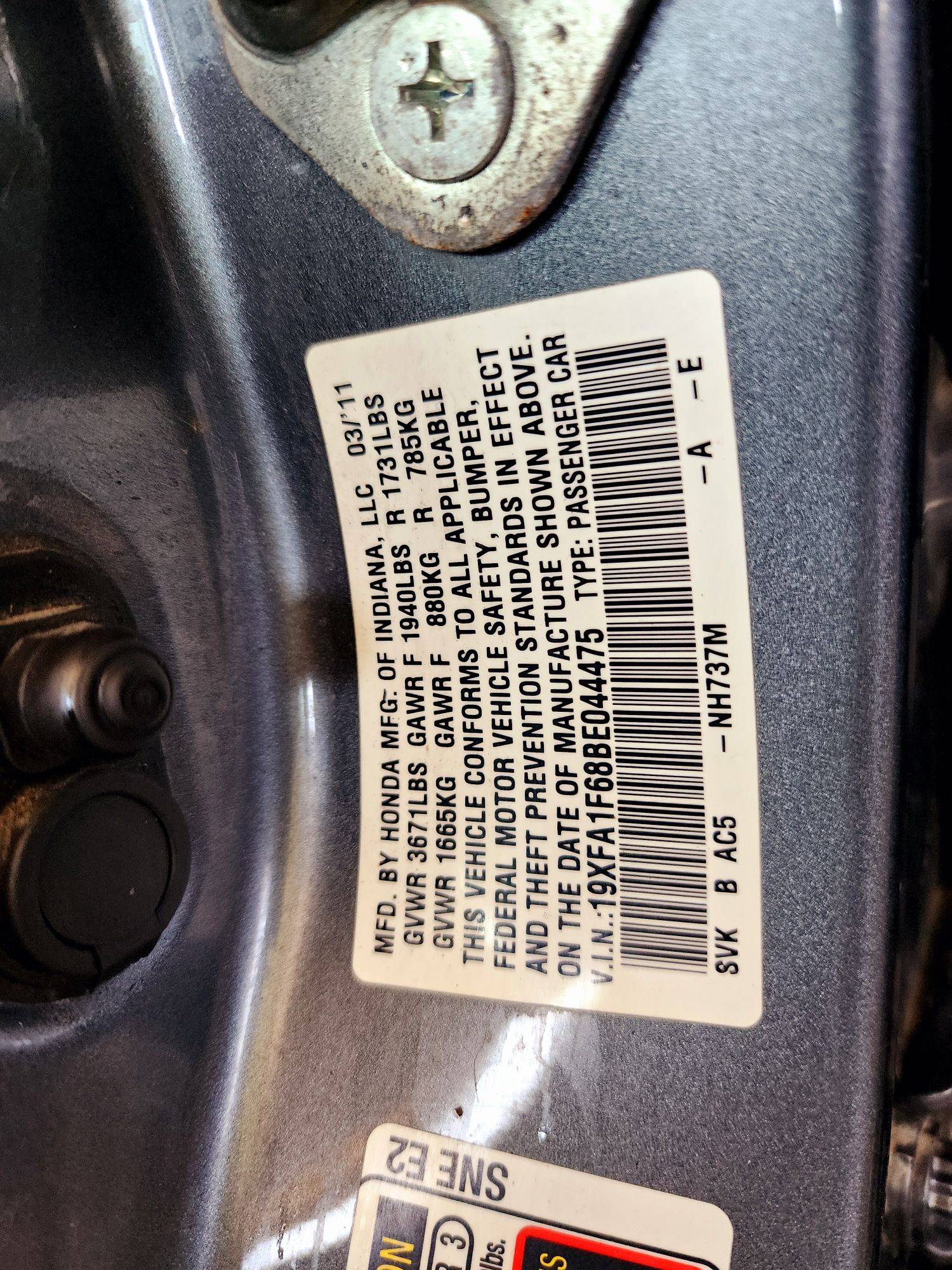 2011 HONDA CIVIC — 202504 Miles — Lot 65714074 — Souq - Marhaba Auctions Used Cars - Image 9
